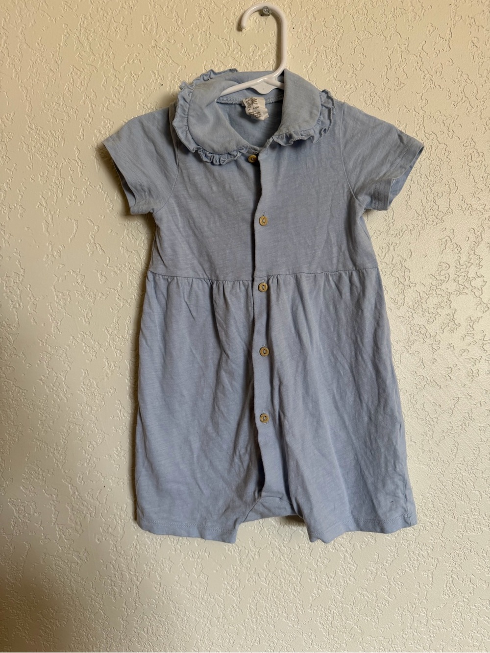 H&M Baby Light Blue Ruffle Collar Romper Cotton 12 Months